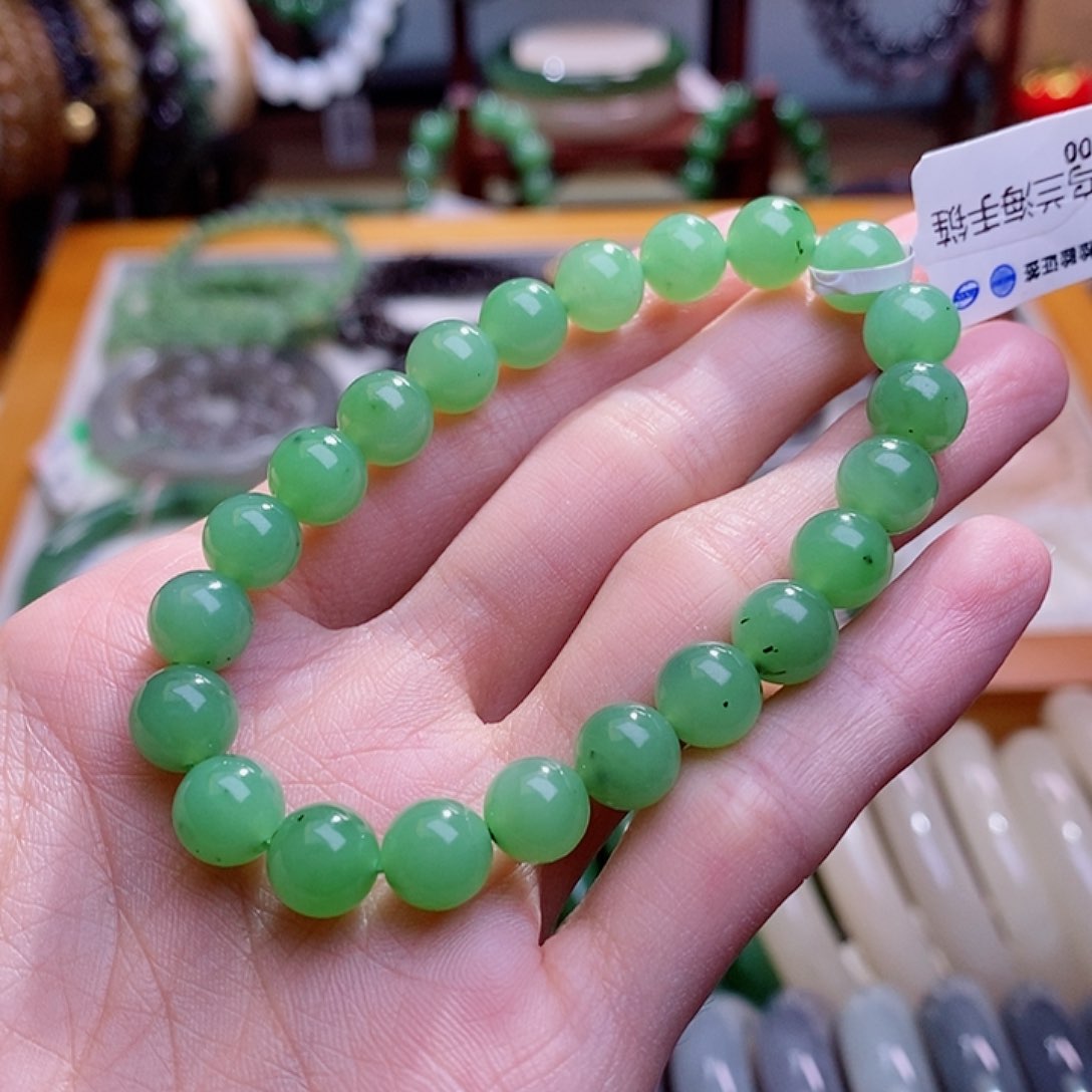 和田玉未镶嵌颈饰碧玉乌兰海手串8MM