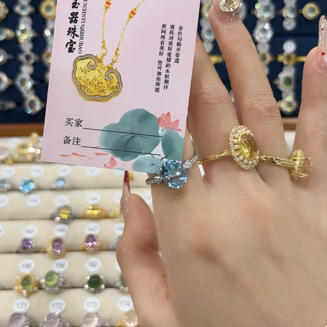 托帕石女款银S925镶嵌戒指80