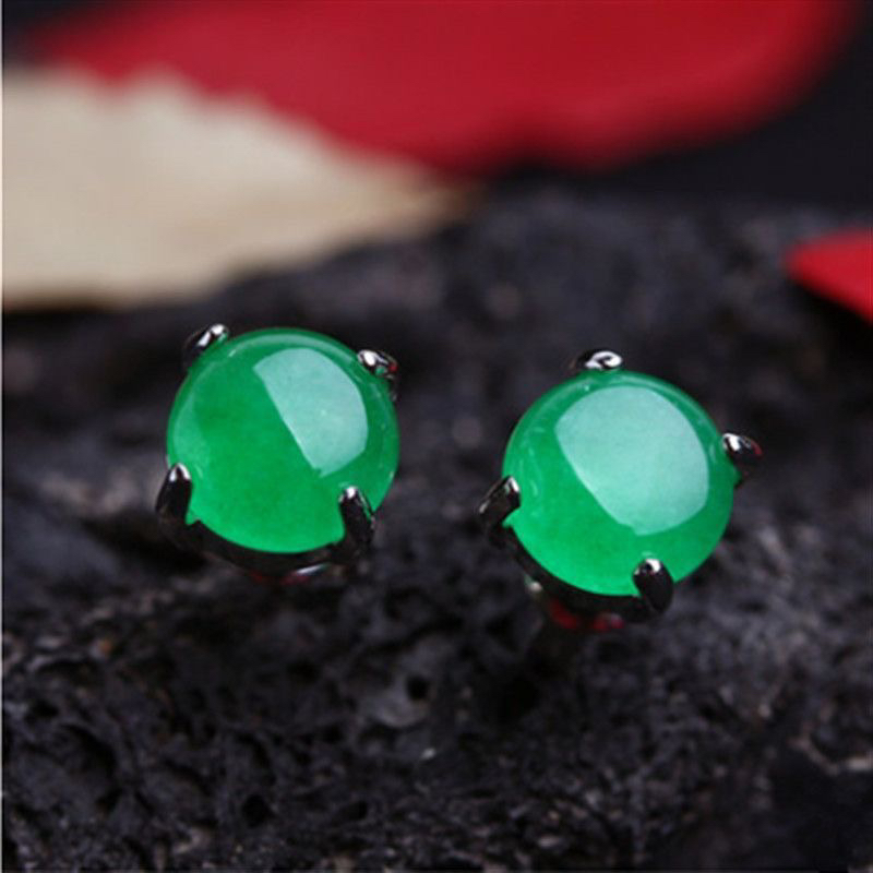 天然翡翠支持复检耳钉女气质时尚百搭简约经典精致绿色精美日常
