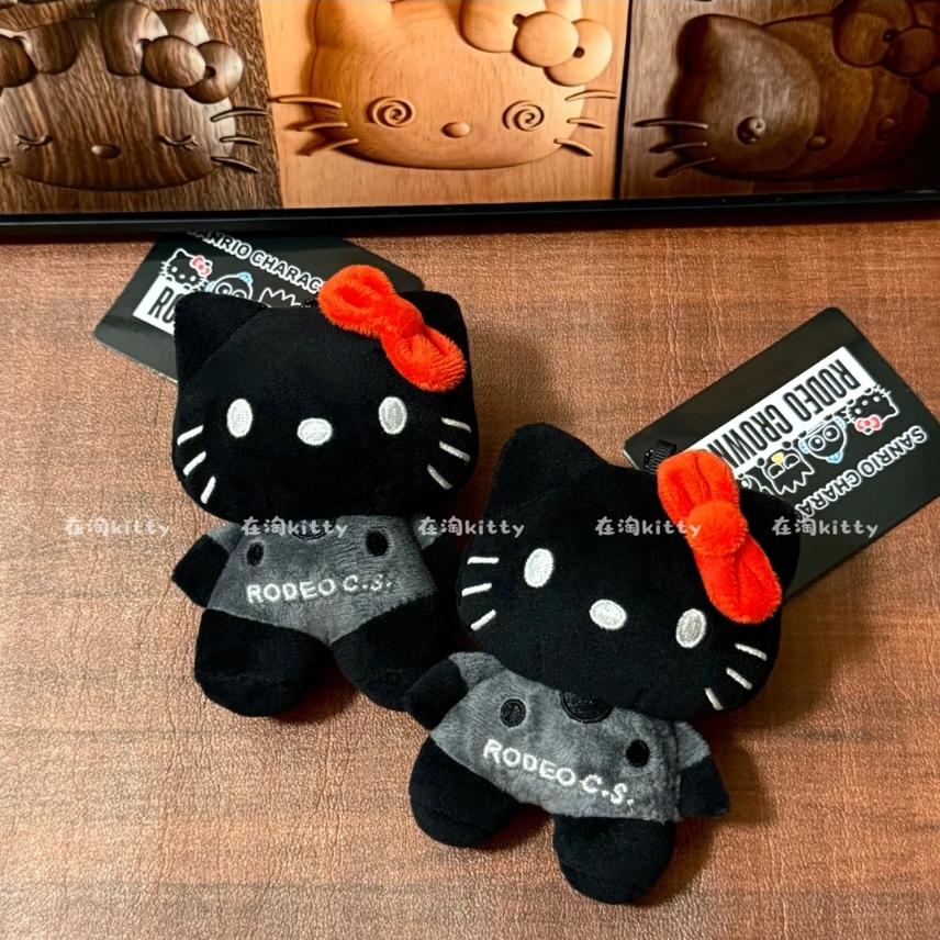 Hellokitty×RCWB联名系列纯黑hellokitty包包挂件挂饰毛绒挂件