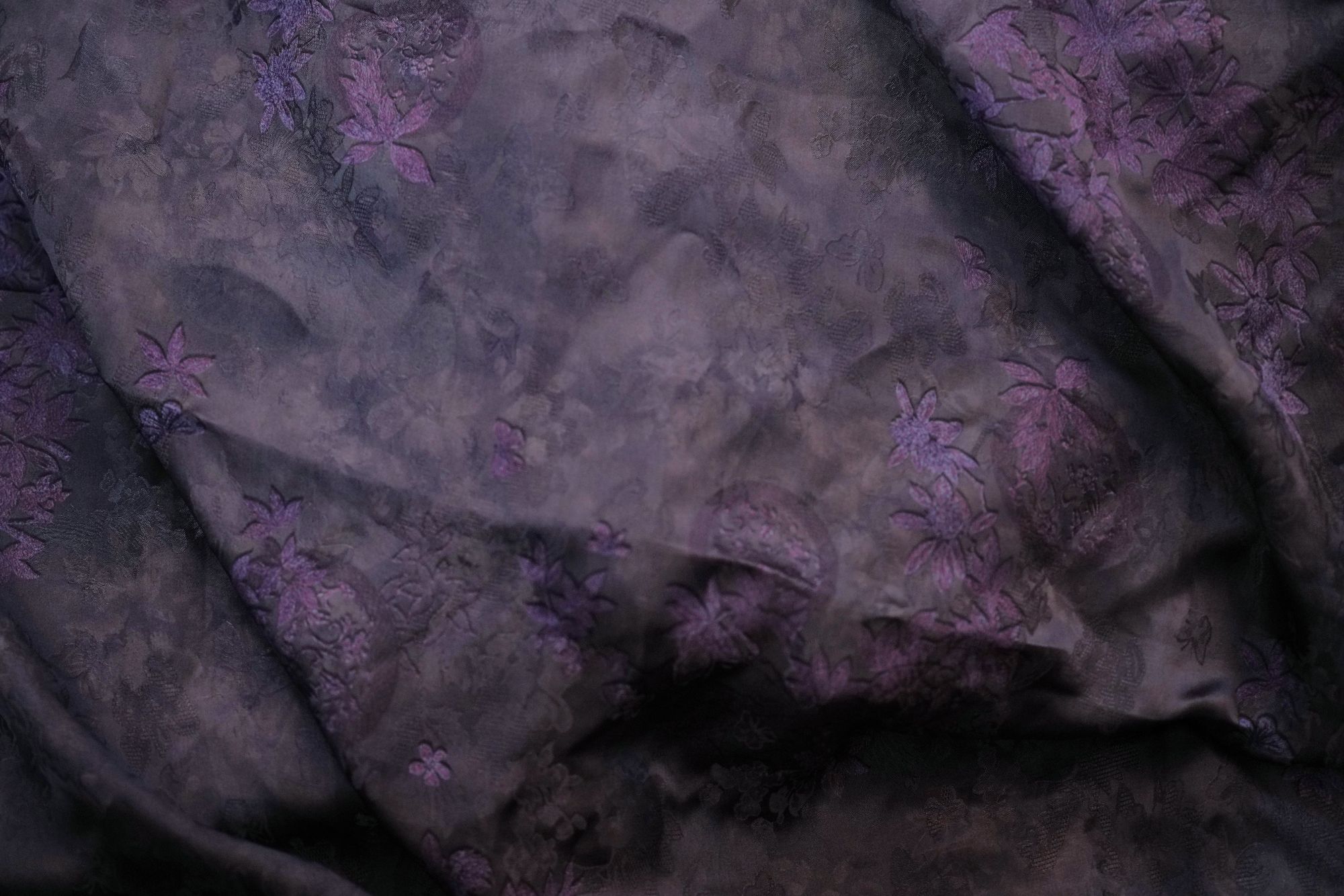 紫花 高档新中式香云纱花萝提花 连衣裙旗袍面料（开裁不退换）