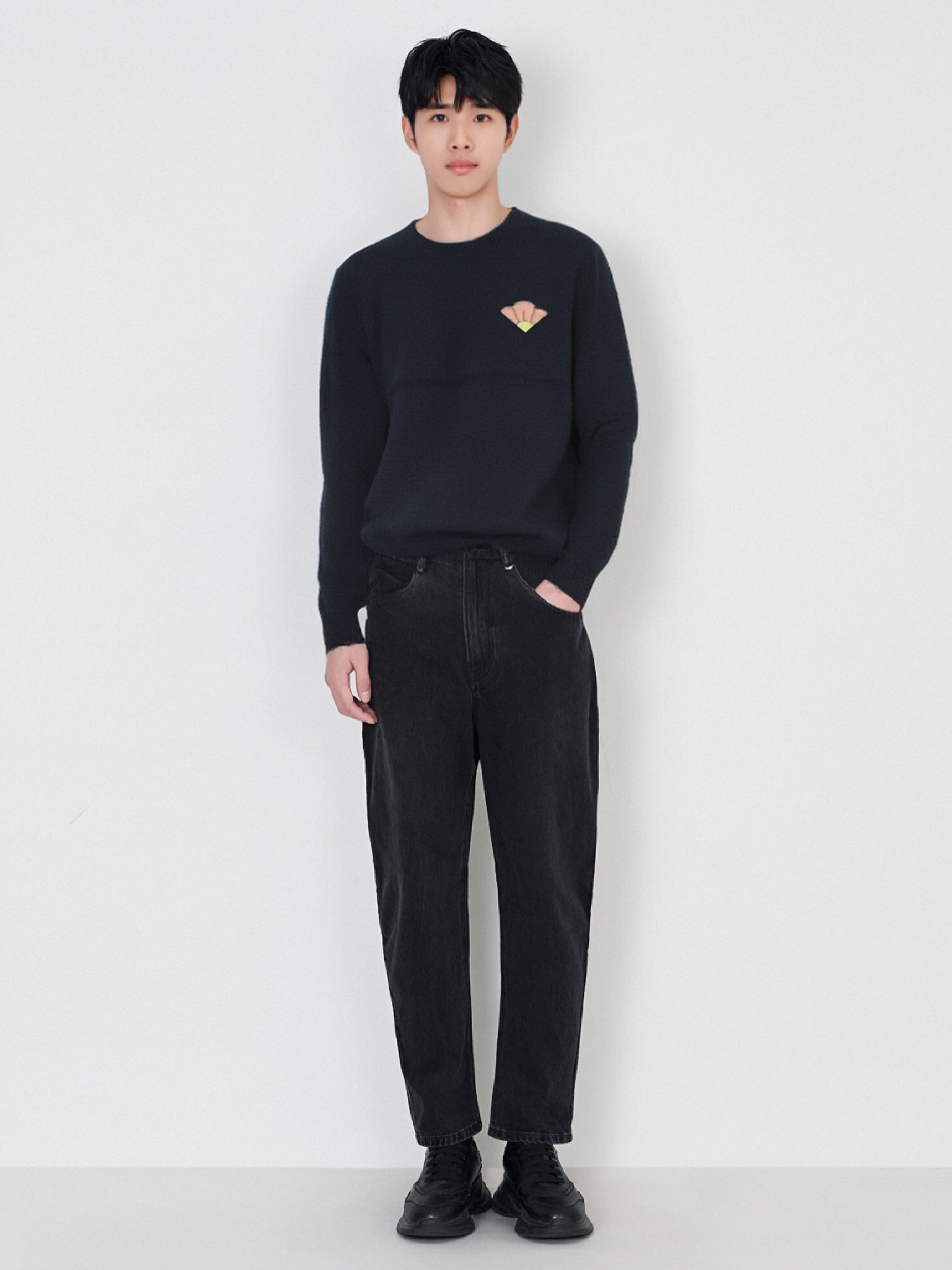 时尚羊毛衫百搭圆领休闲针织毛衣春秋男女同款休闲毛衣-N728