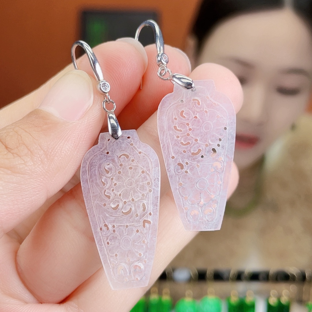 翡翠银S925镶嵌耳饰
