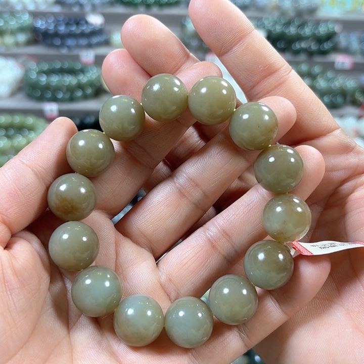 和田玉手链未镶嵌新疆且末糖卡16