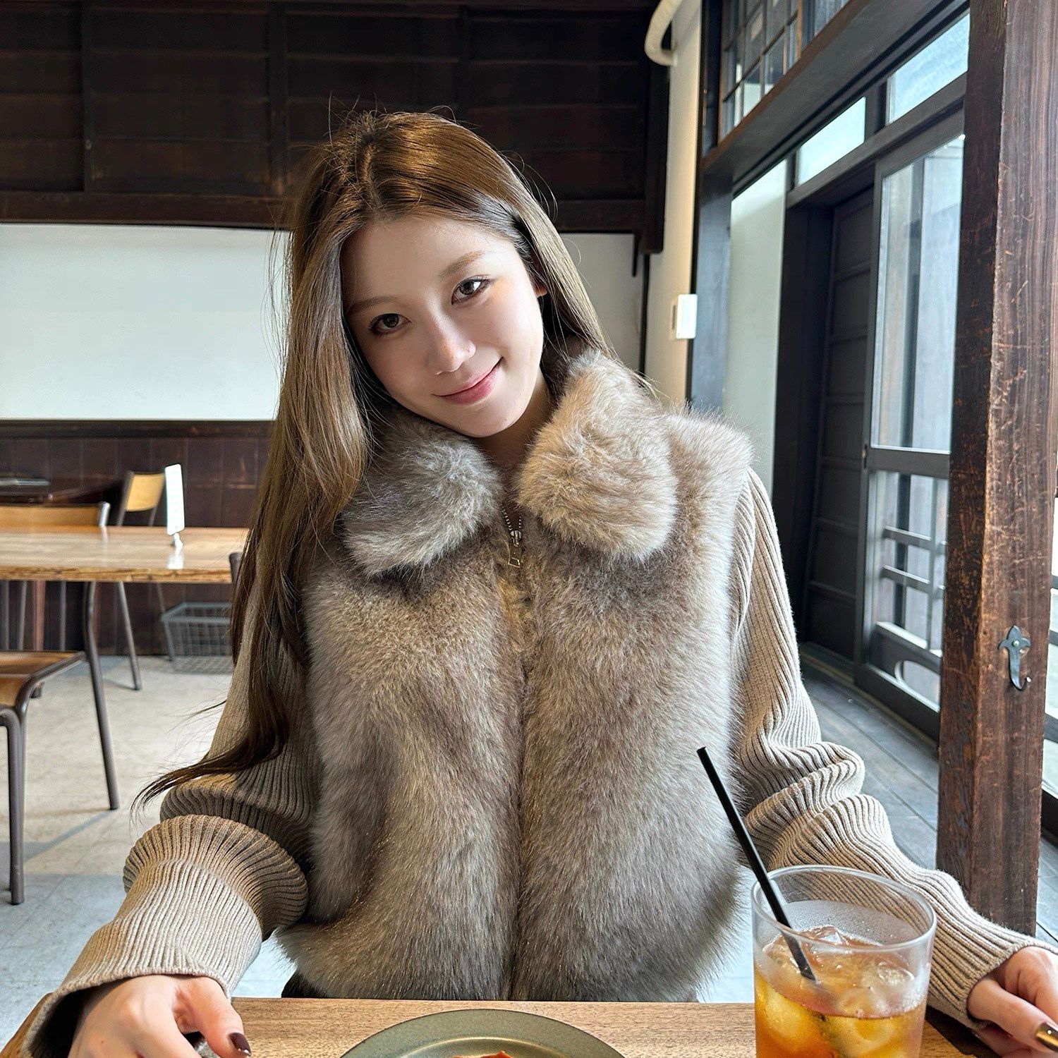 K2428 '香氛名利场' 两穿！袖子可拆卸 针织拼接毛毛外套秋冬女