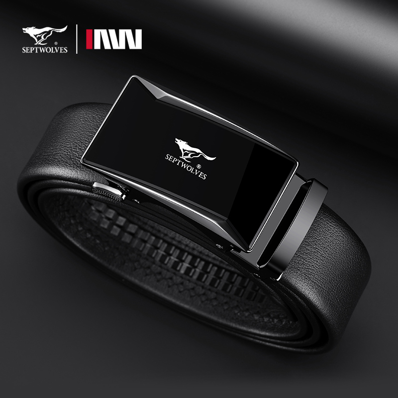 七匹狼皮带男士真皮自动扣商务高档纯牛皮腰带2025新款品牌裤带男