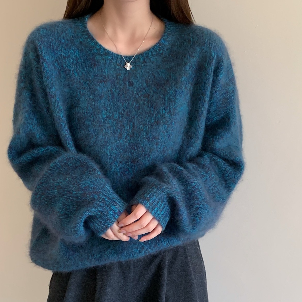 【澳洲进口Tasmanian纱线】百搭100拉绒六股花纱圆领羊毛衫1028