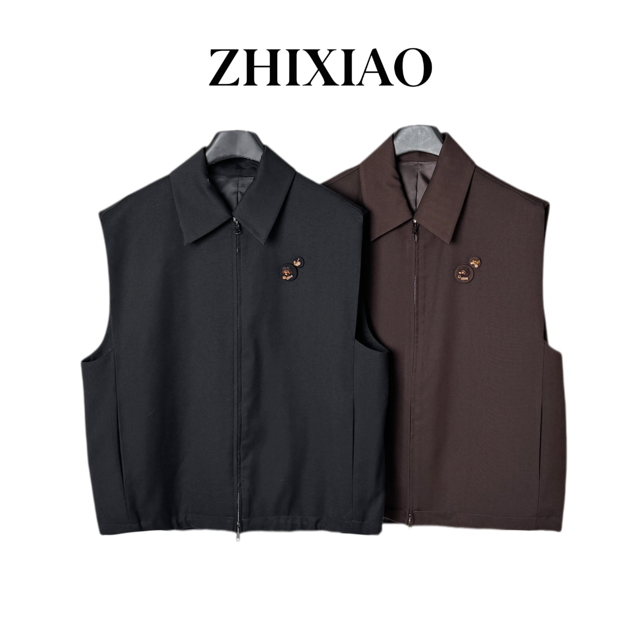 【ZHIXIAO】秋冬新款：翻领拉链马甲0377