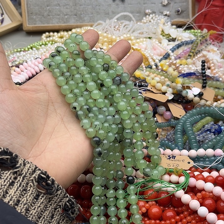 玛瑙/玉髓珠宝半成品未镶嵌一条8mm葡萄石