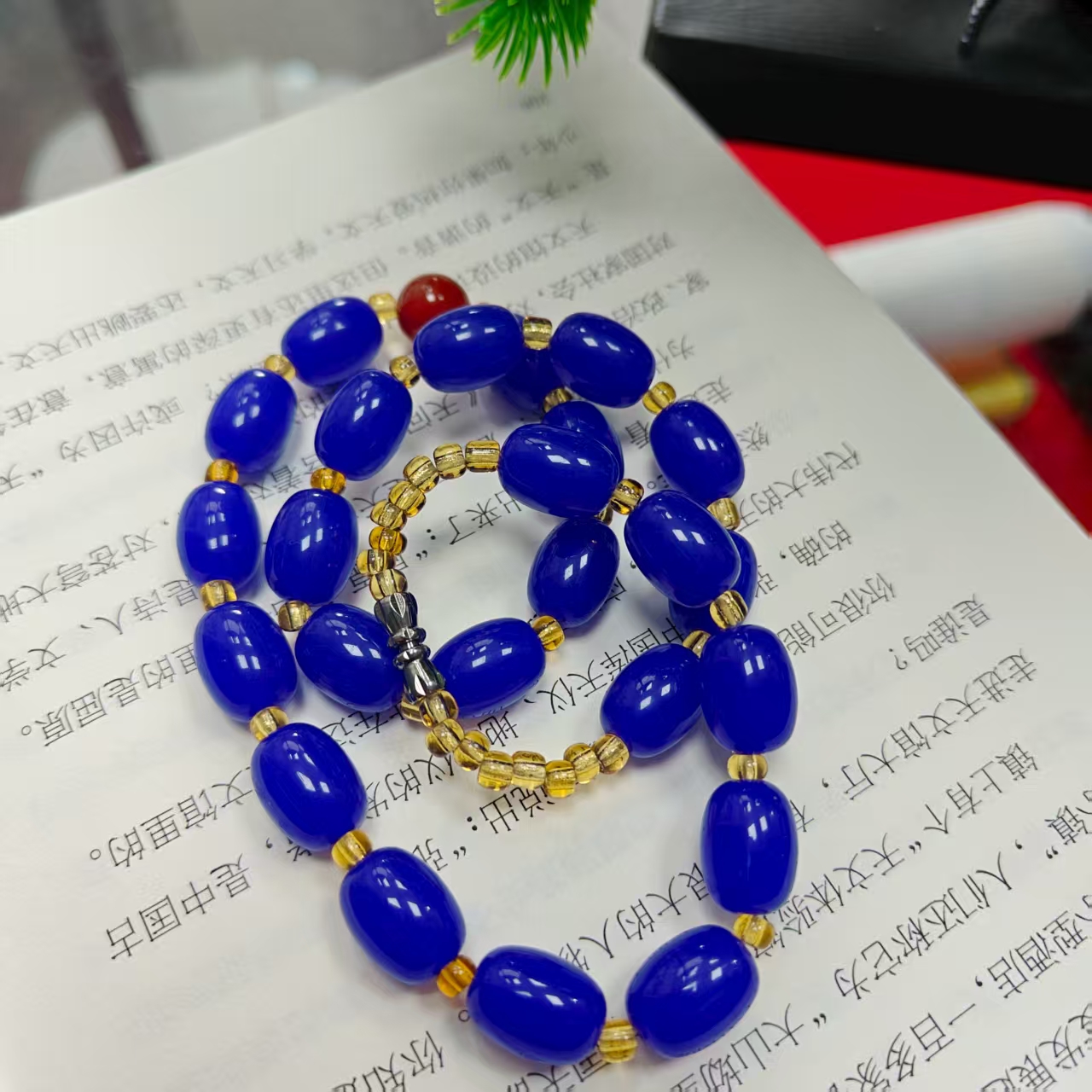 蓝色妖姬单珠玛瑙项链