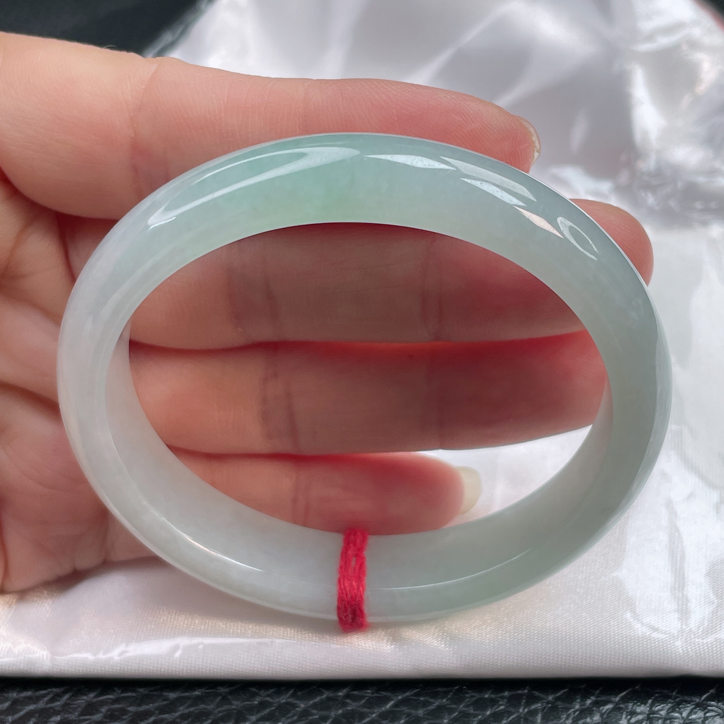 1917缅甸天然A货翡翠手镯53圈冰润飘绿贵妃手镯时尚百搭少女款