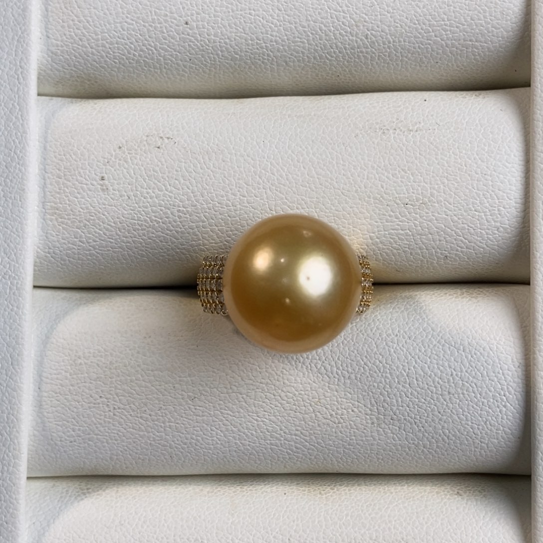 海水珍珠戒圈银S925镶嵌