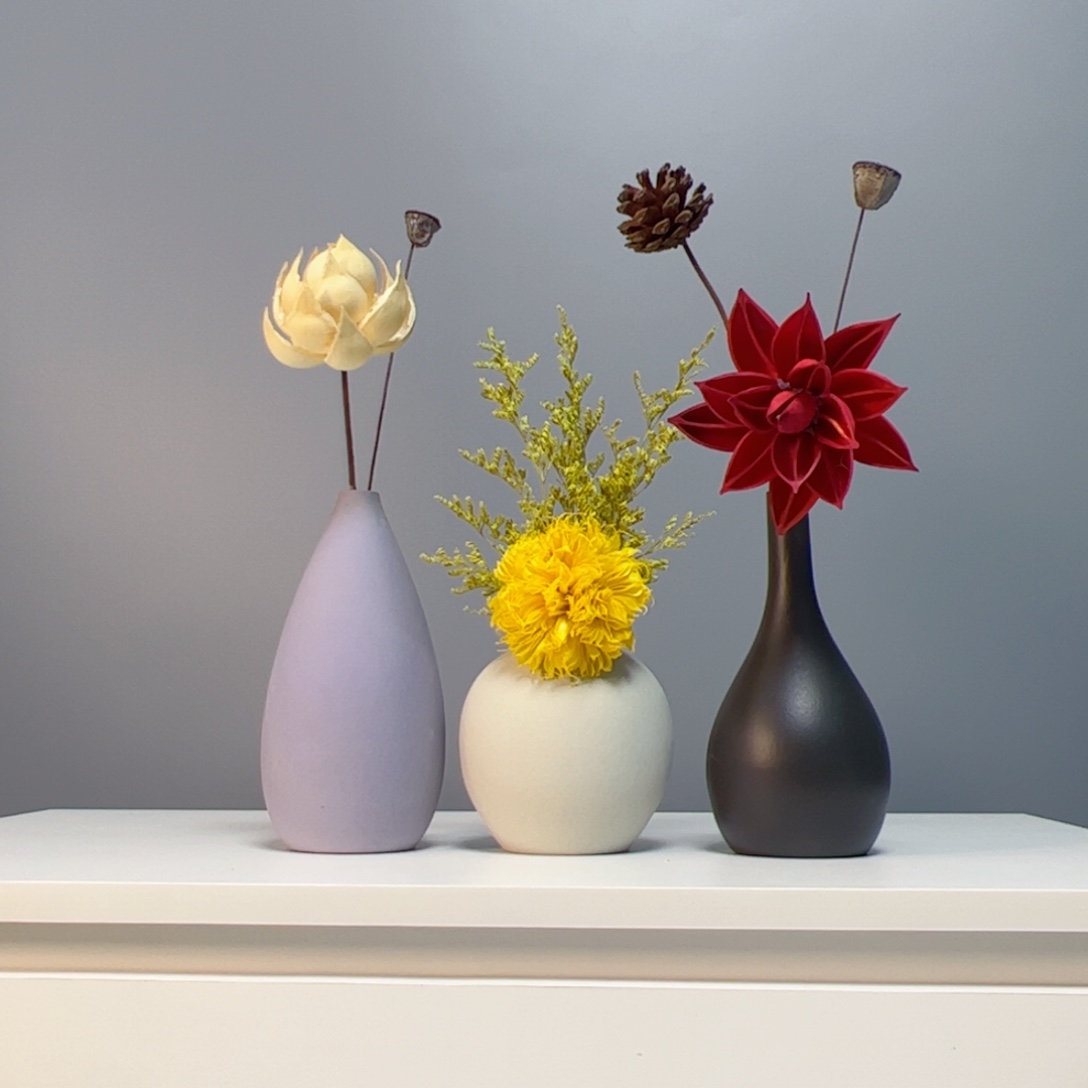 陶瓷花瓶景德镇手作陶瓷花平摆件无孔