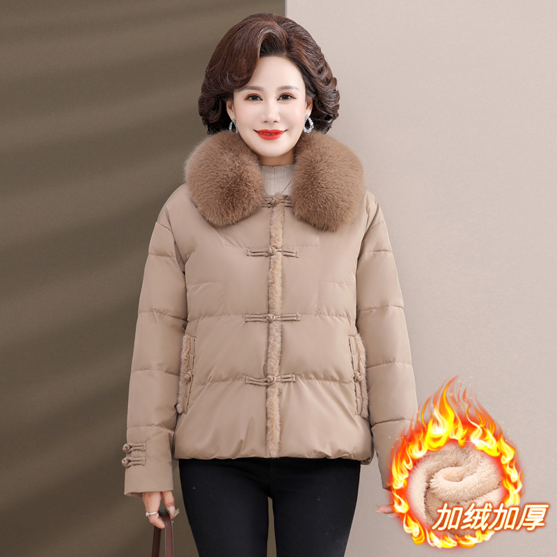 妈妈冬装外套加绒棉服中年女冬季小棉袄2023新款中老年人秋冬棉衣