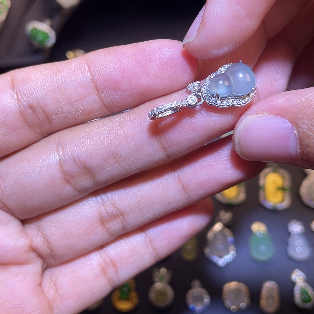 翡翠银S925镶嵌吊坠(不含链)