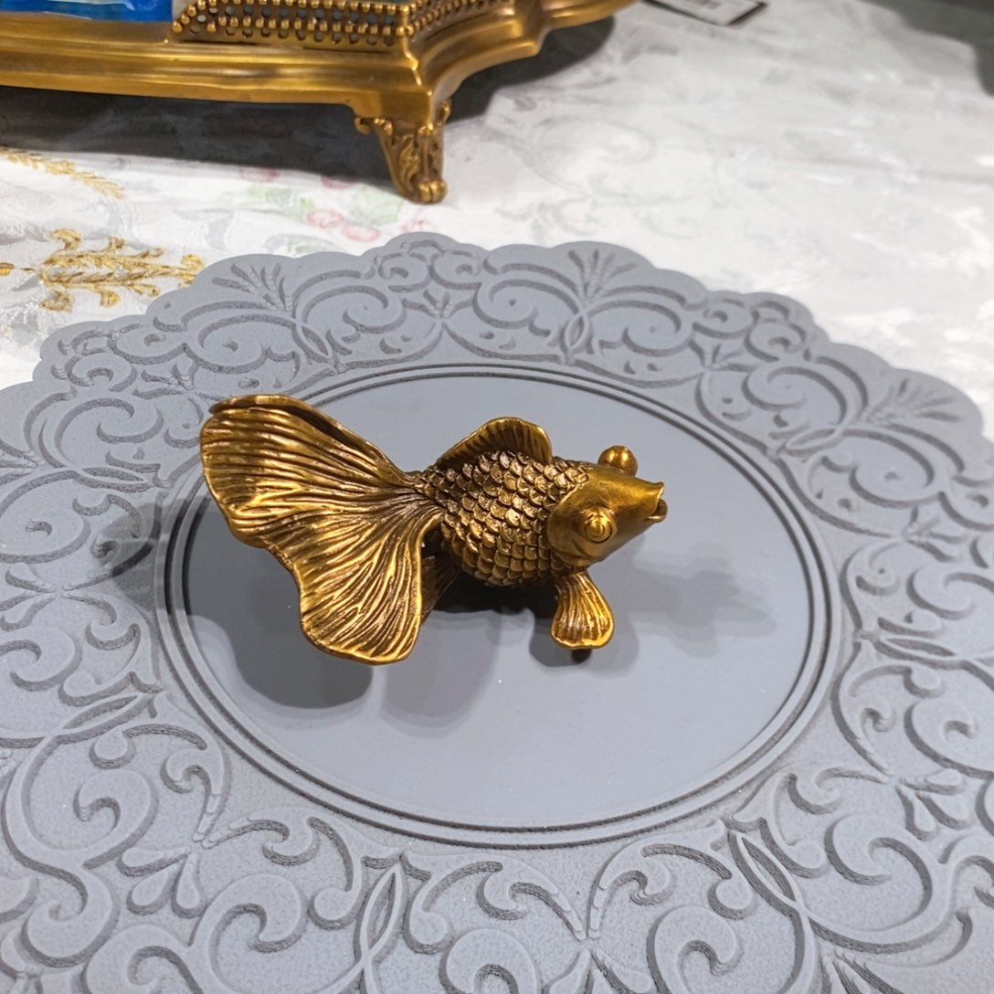 摆件F3023纯铜金鱼摆件茶宠