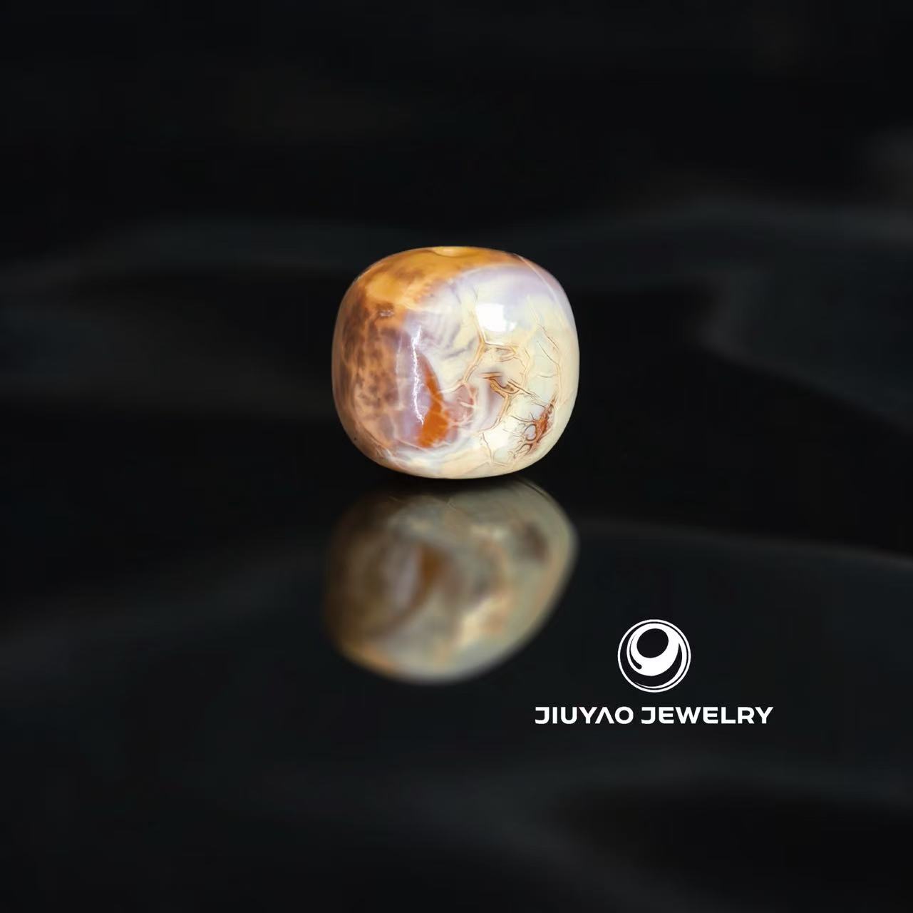 (9.9mm)9.9毫米紫粉橘红彩沁妖孽老型 一物一拍 天然琥珀蜜蜡