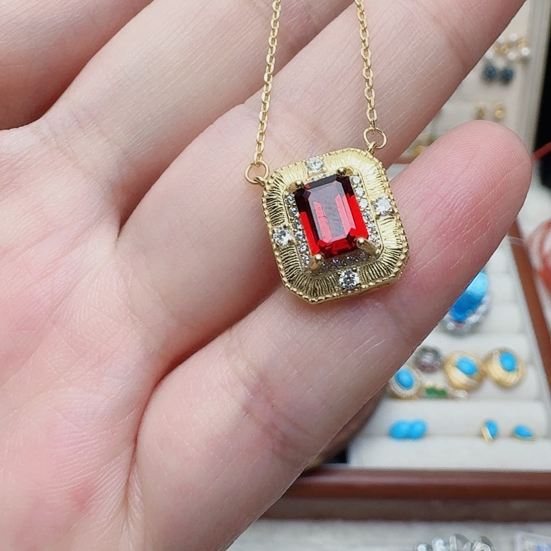 石榴石颈饰银S925镶嵌