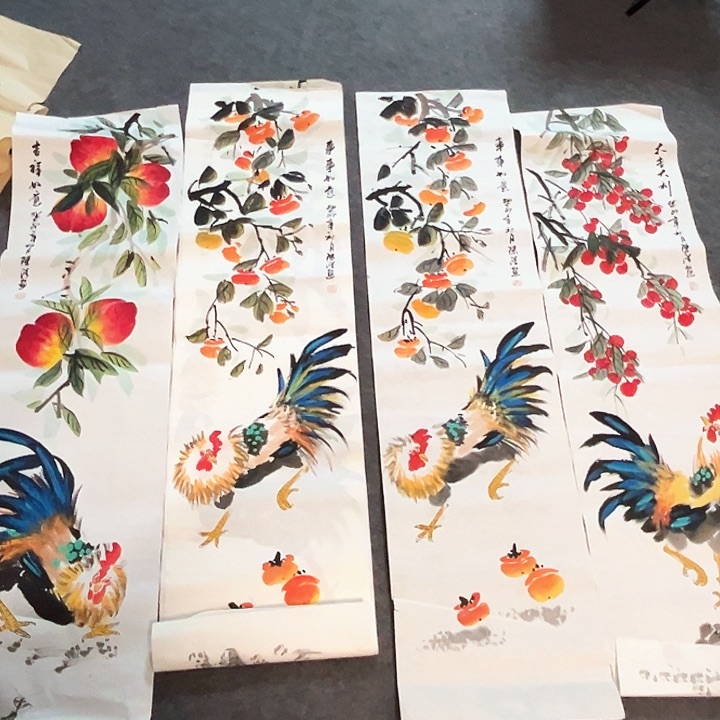 国画作品原文春游时雨下