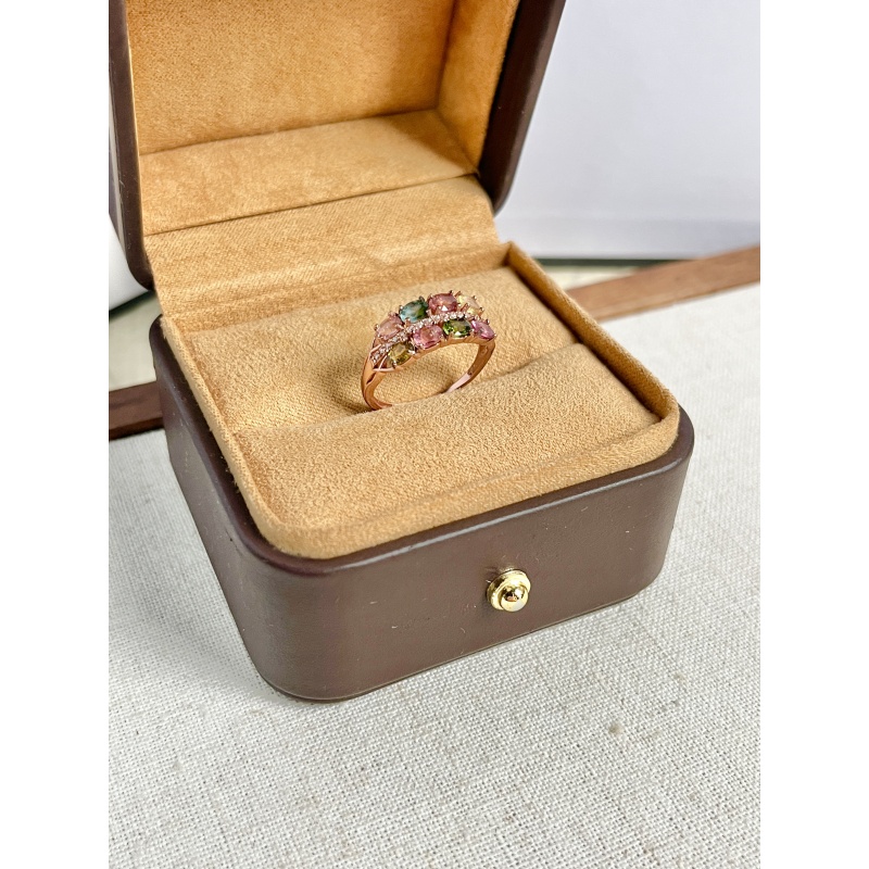 J603 天然碧玺戒指 S925银设计感时尚(多样性发其一)