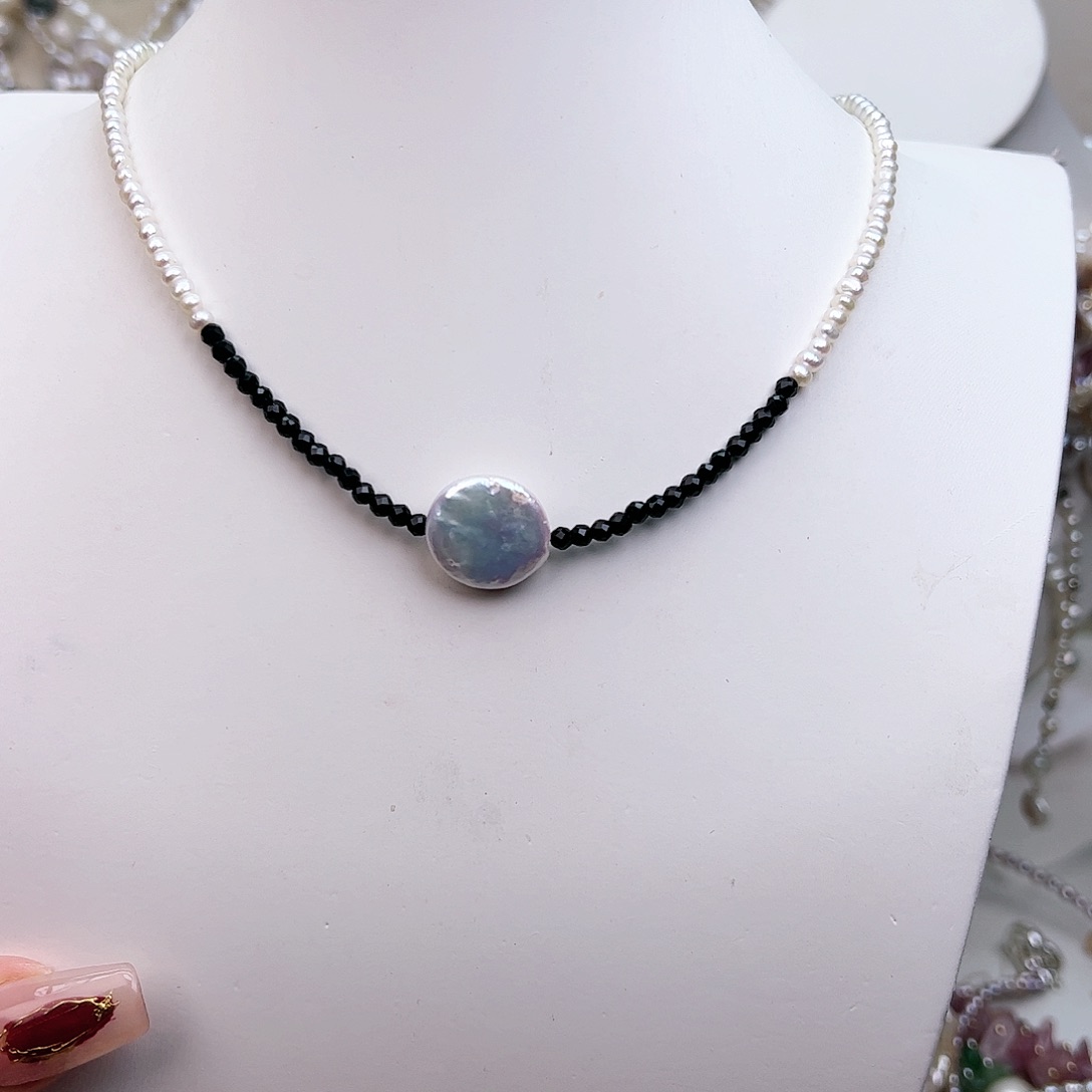 淡水珍珠颈饰银S925镶嵌