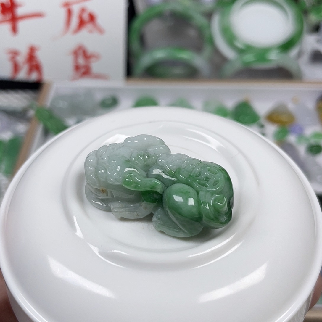 翡翠未镶嵌颈饰12、绿貔貅