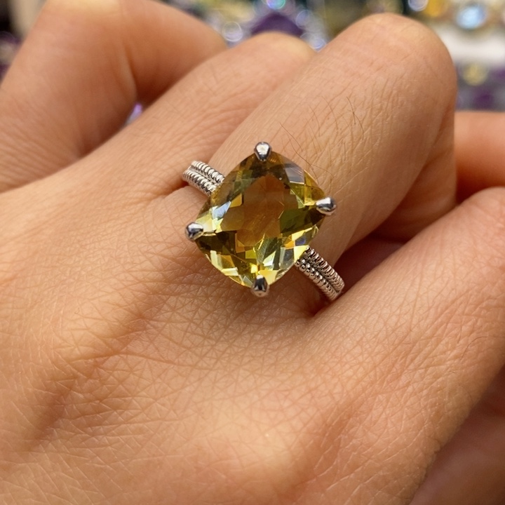 水晶戒指银S925镶嵌天然水晶戒指