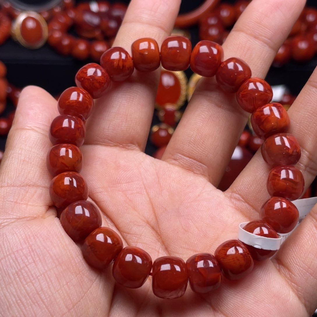 南红玛瑙珠宝奇石未镶嵌单圈10mm