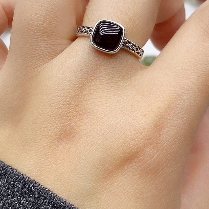 血珀戒指银S925镶嵌天然