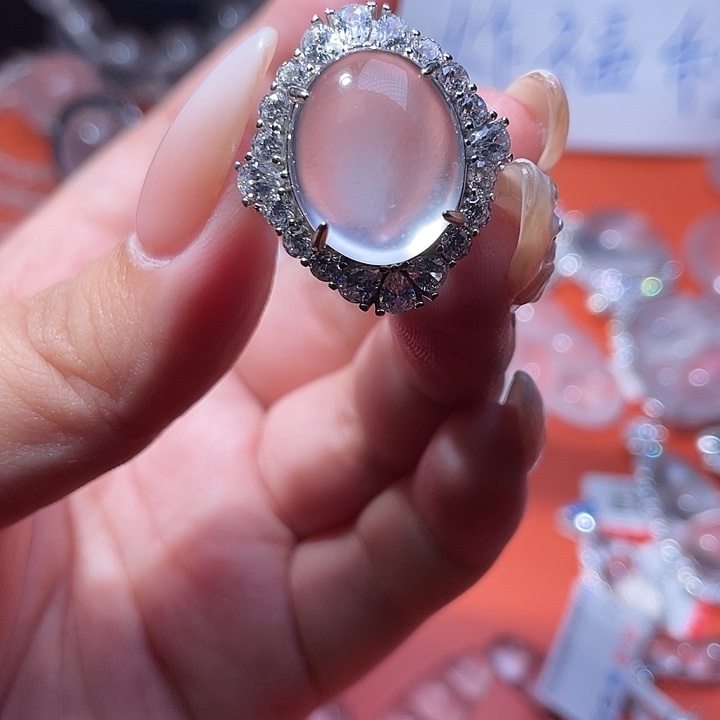 永***花石英质玉银S925镶嵌颈饰