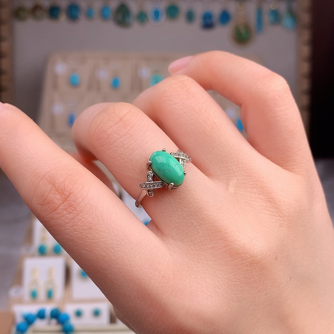 绿松石戒指银S925镶嵌