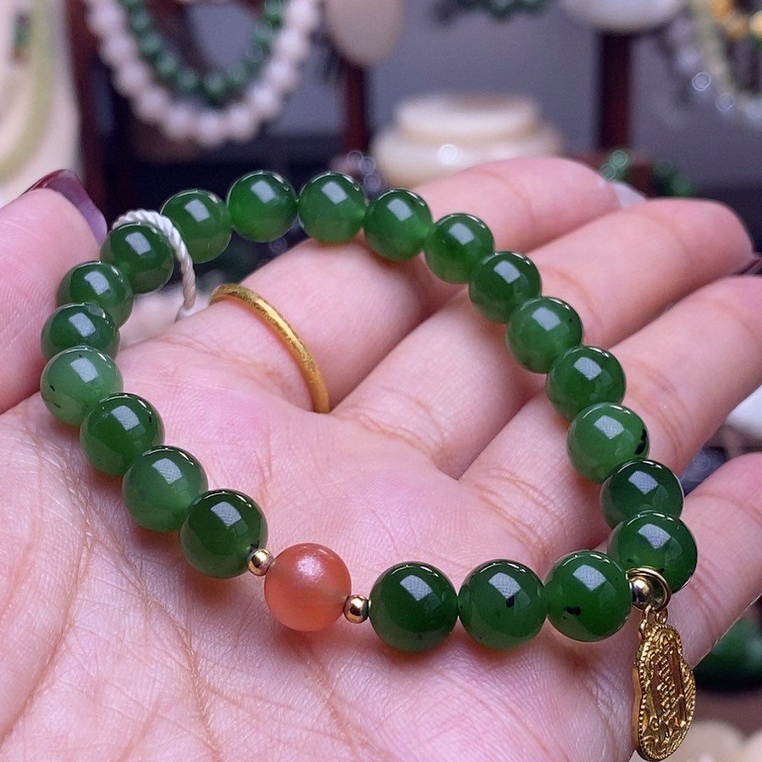 和田玉清货价碧玉手链8m未镶嵌