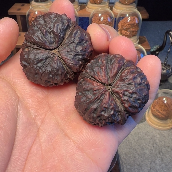 文玩核桃把件七星纹三棱41mm