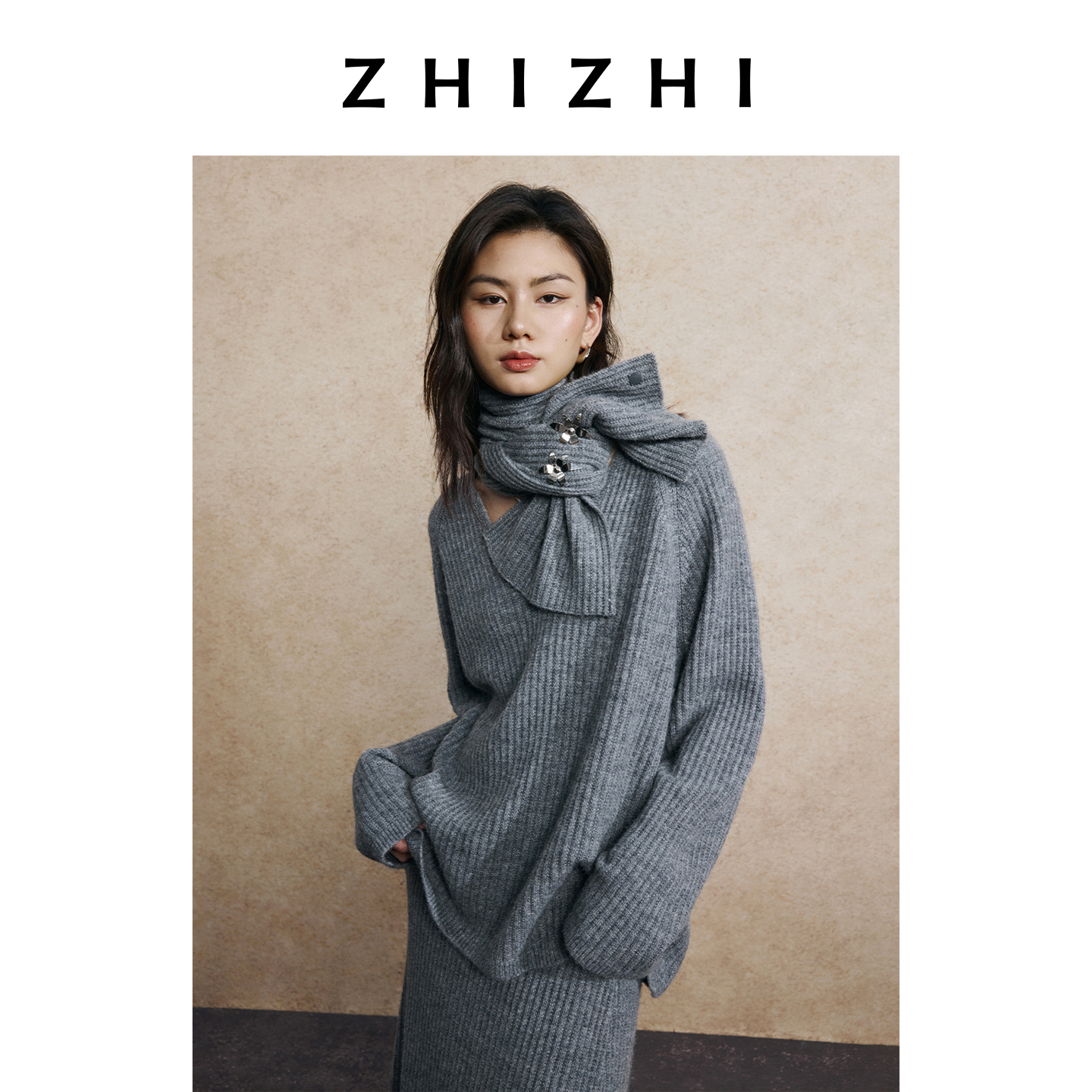 致知 栖吾 超细羊驼围巾慵懒松弛温柔浪漫25年秋新款ZZ2EAKPN095