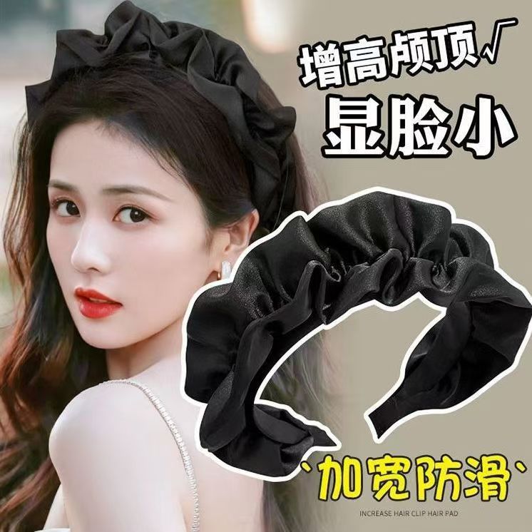 高级黑色布艺洗脸发圈头箍发箍宽边专用带齿防滑发卡百搭发饰增高
