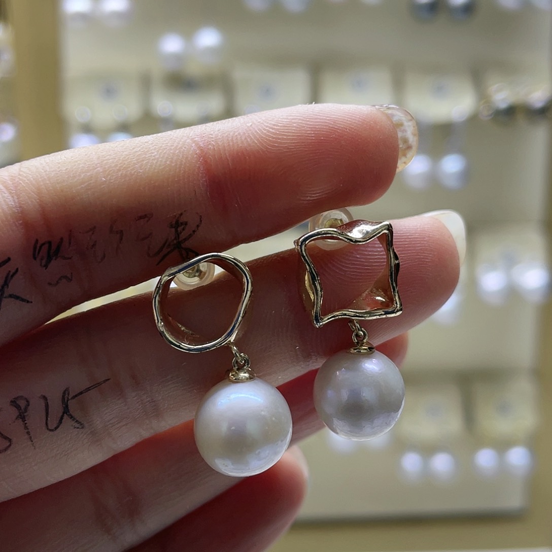 淡水珍珠耳饰银S925镶嵌