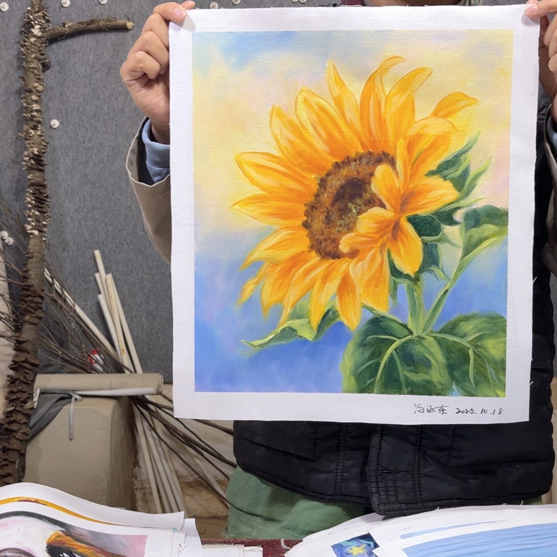 油画行路人小院绘画作品竞拍