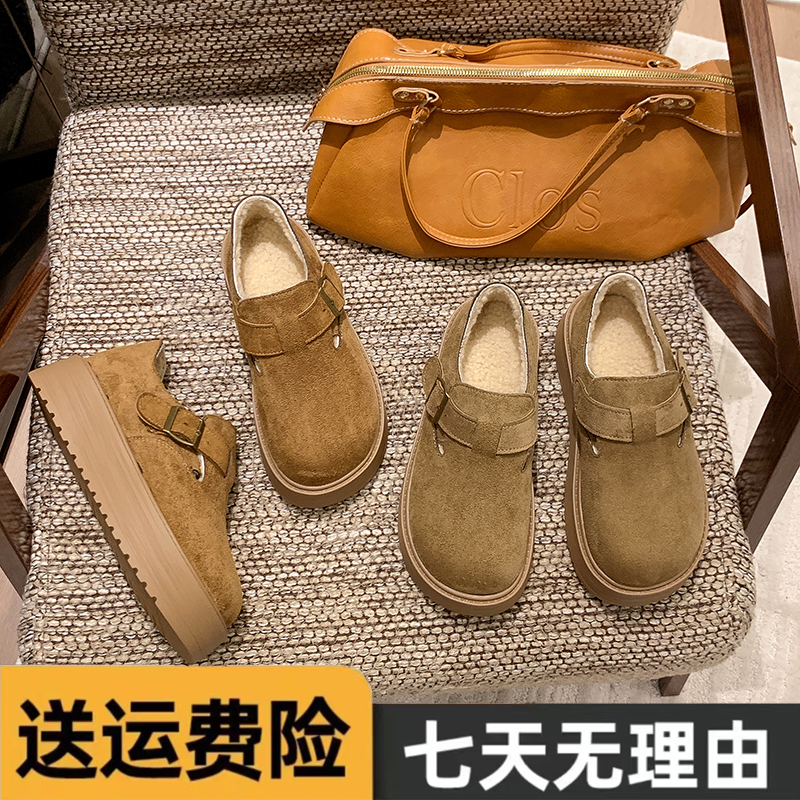 爆款厚底勃肯鞋女2025秋冬季新款复古百搭一脚蹬懒人单鞋增高博肯