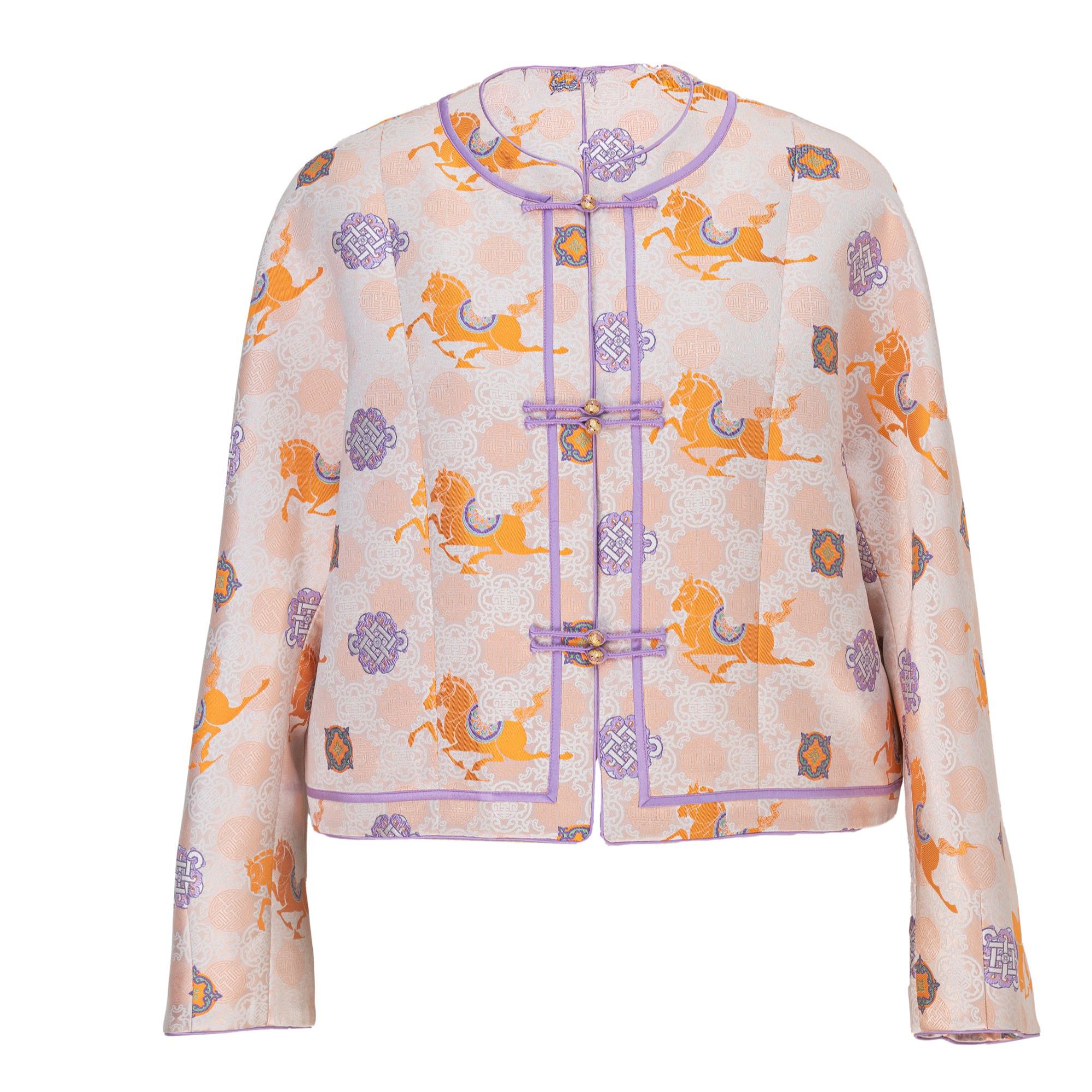 【洛华韵】米地马踏飞燕纹蜀锦外套【四川工美蜀锦】新中式女装短款