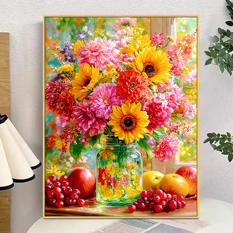 【小白定制】满瓶春色2025新款花卉十字绣73色满绣无勾边【裸包无针】