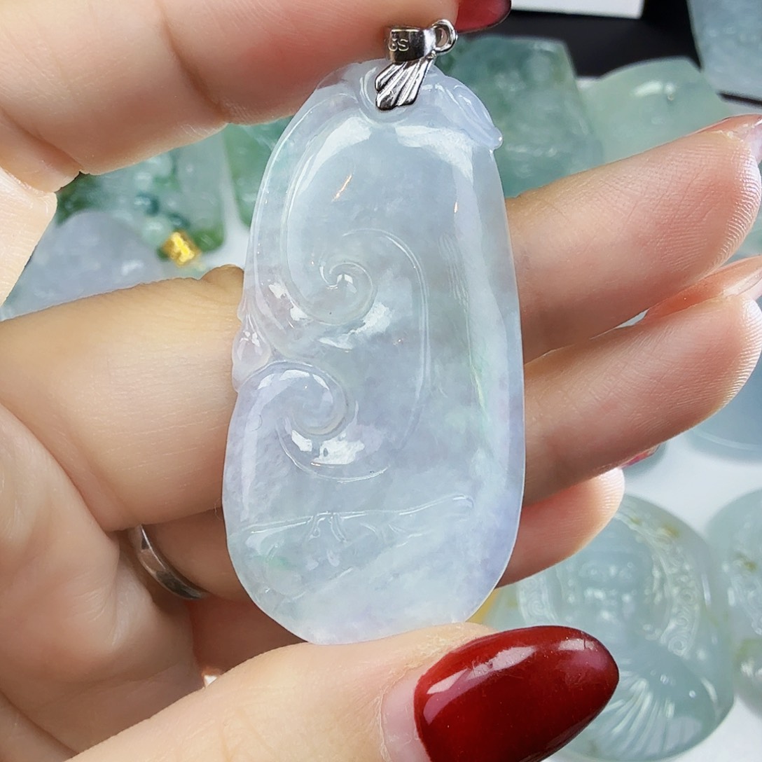 翡翠颈饰银S925镶嵌如意