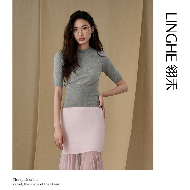 翎禾LINGHE-时尚针织衫100%山羊绒夏季