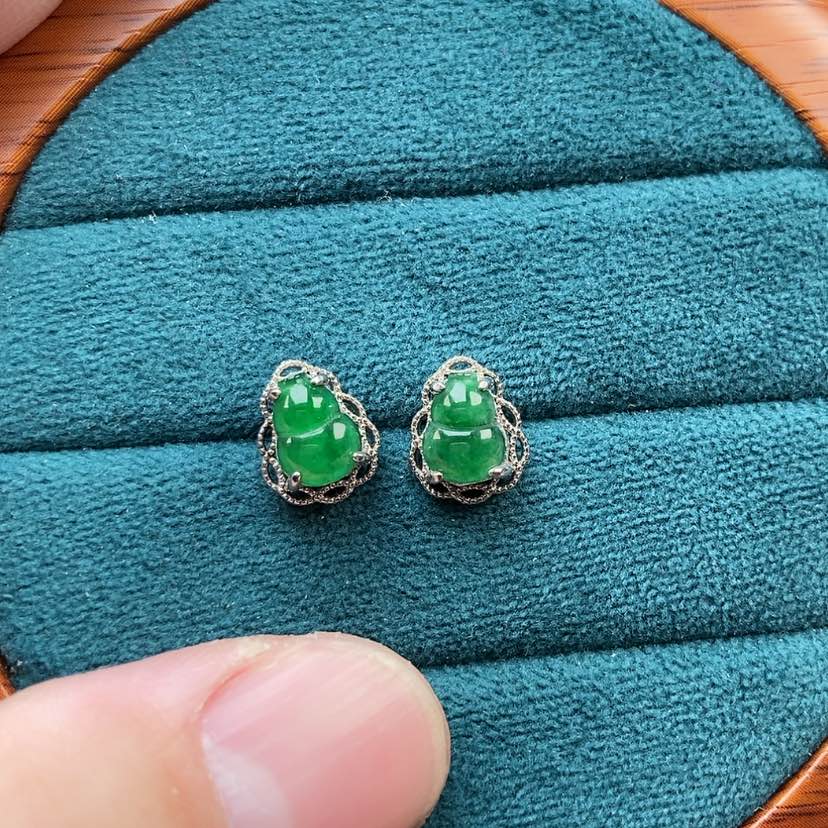 【闪购商品】翡翠耳饰银S925镶嵌兮兮