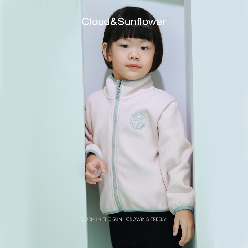 【云朵小葵】女童秋季撞色拉链勋章金色小熊外套1114616