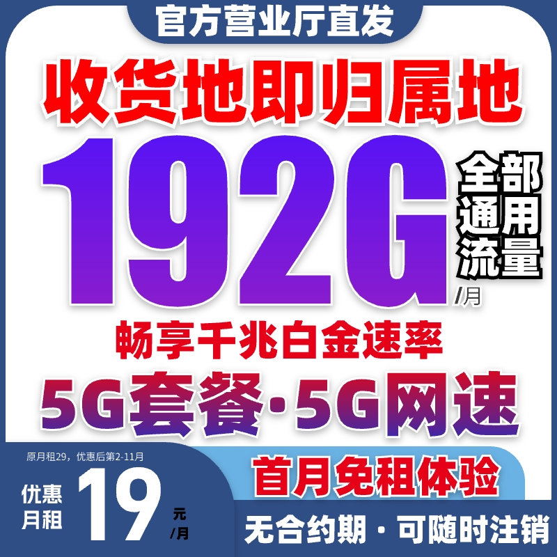 【收货地=归属地】广电流量卡手机卡电话卡推荐全国通用不限-HG