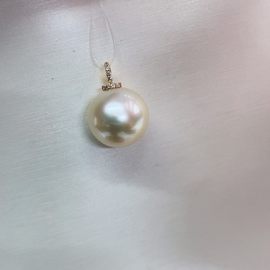 吊坠(不含链)18K金镶嵌海水珍珠13-14