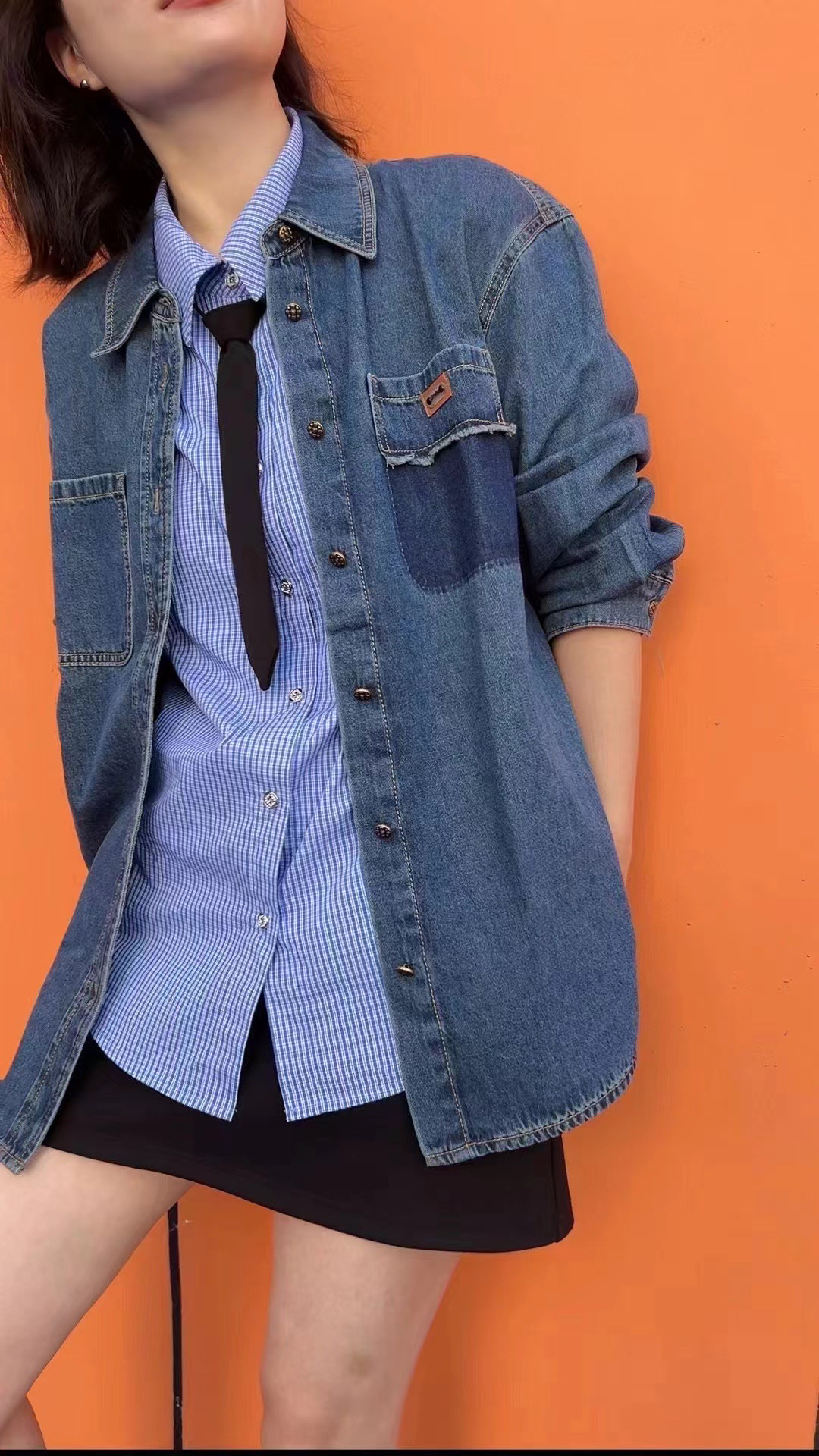 俪妍【LIVELY·YAN】24秋冬新款37799复古时尚牛仔衬衫