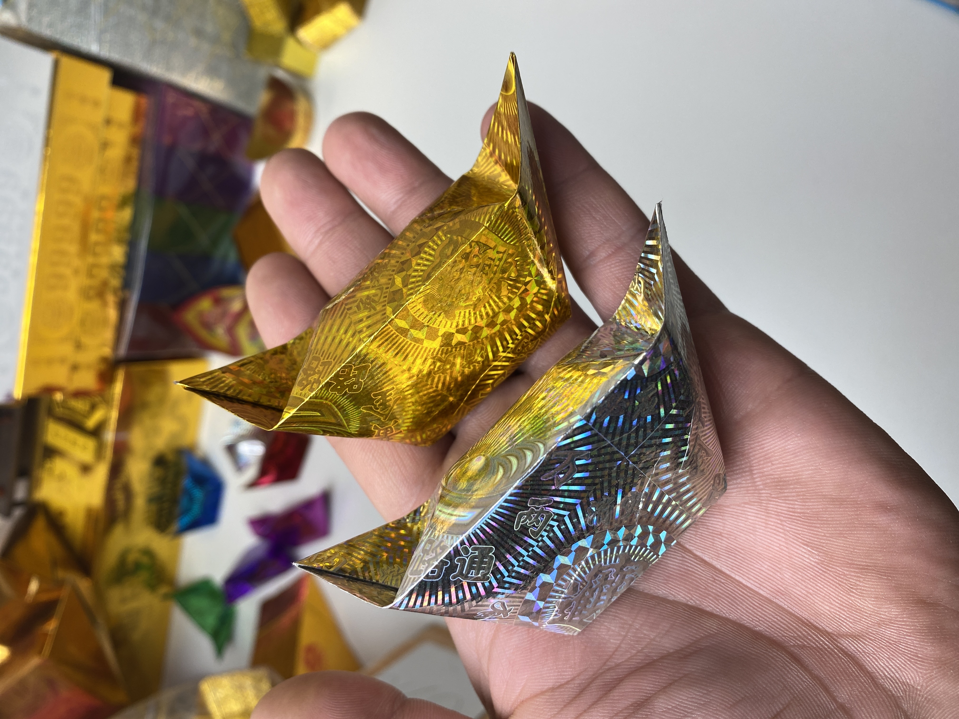 【加厚款】免折镭射纸金银色半成品手工折纸宝小号10*13中号12*15