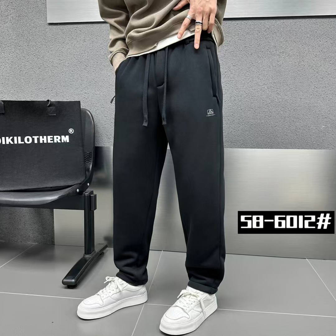 58-6012#【重磅直筒】男士冬季加绒加厚高品质时尚百搭直筒休闲裤