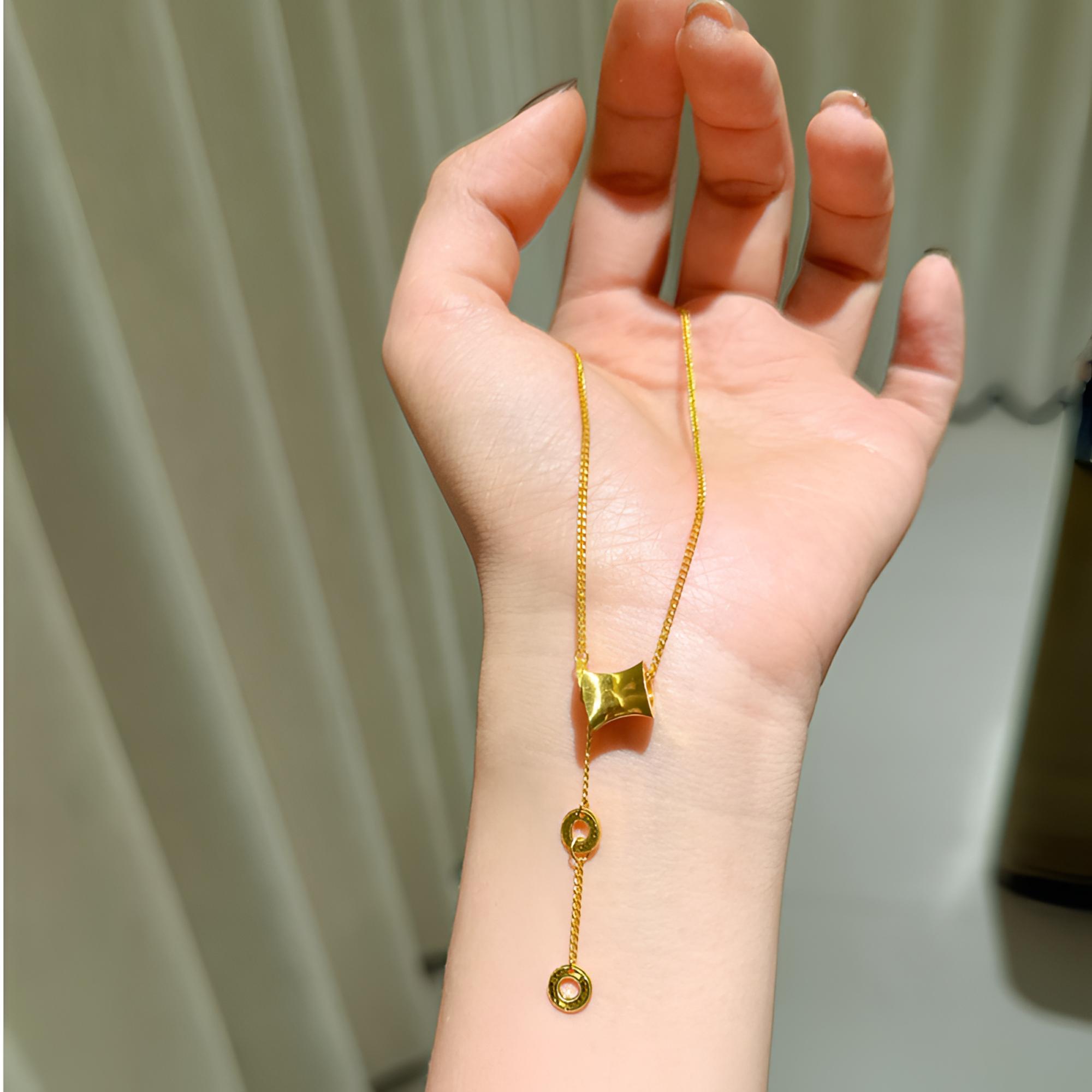 【老陶】足金纯金黄金拉丝精工小蛮腰项链